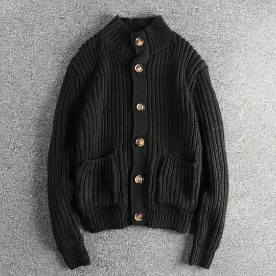 Damen Strickjacke mit großen Taschen und Knopfverschluss EB