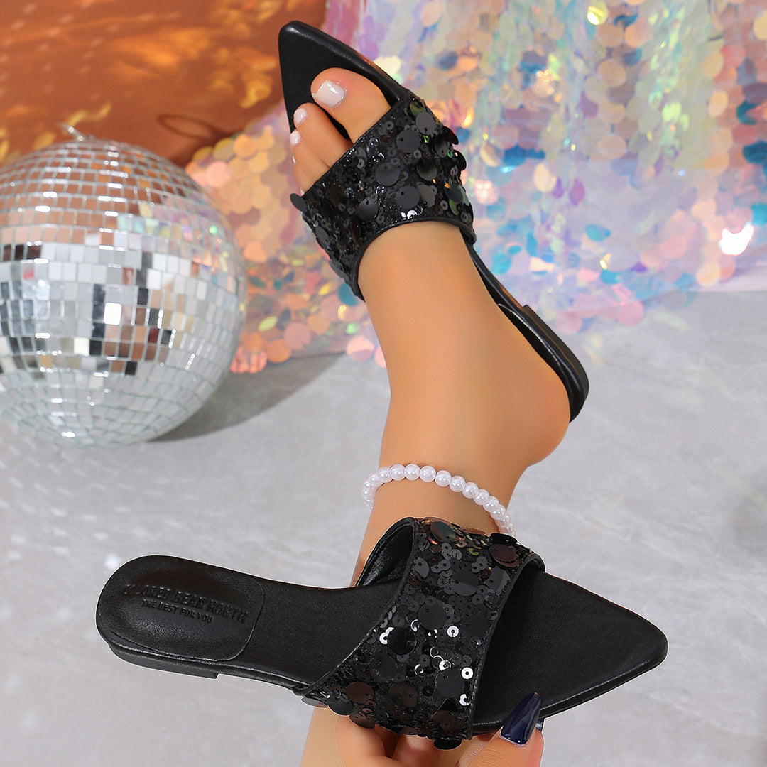 Damen Glamouröse Flip-Flops mit funkelnden Pailletten EB