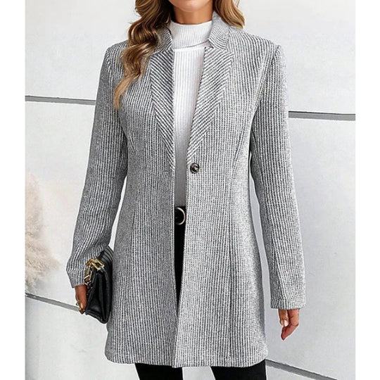 Damen Elegante Tailored Jacke mit geripptem Design EB