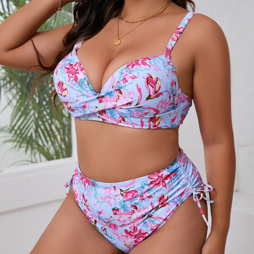 Damen Triangel-Bikini-Set mit rüschenbedecktem Höschen EB