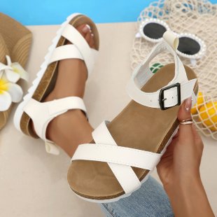 Damen bequeme Sandalen mit verstellbarem Riemen und komfortablem Fußbett EB