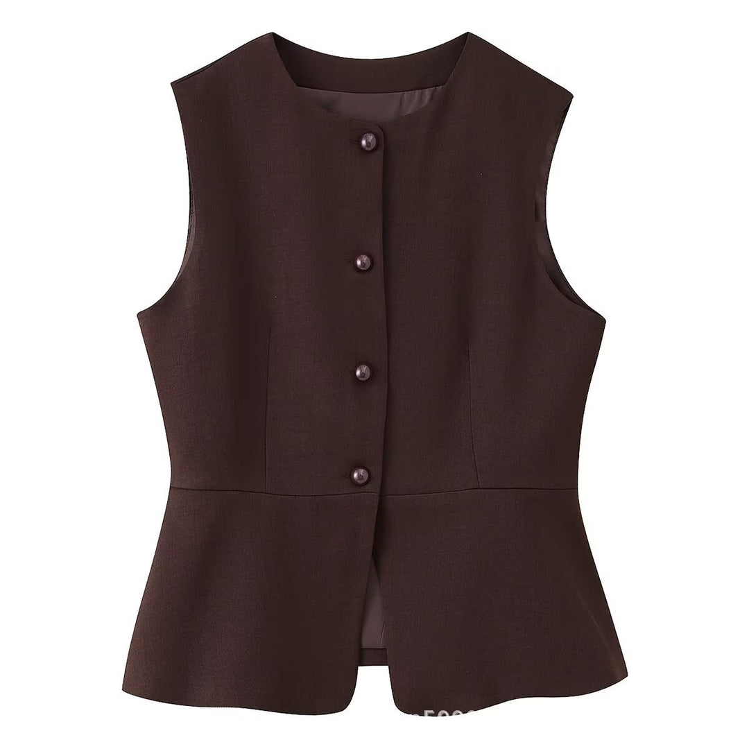 Damen ärmellose Blazer-Jacke EB