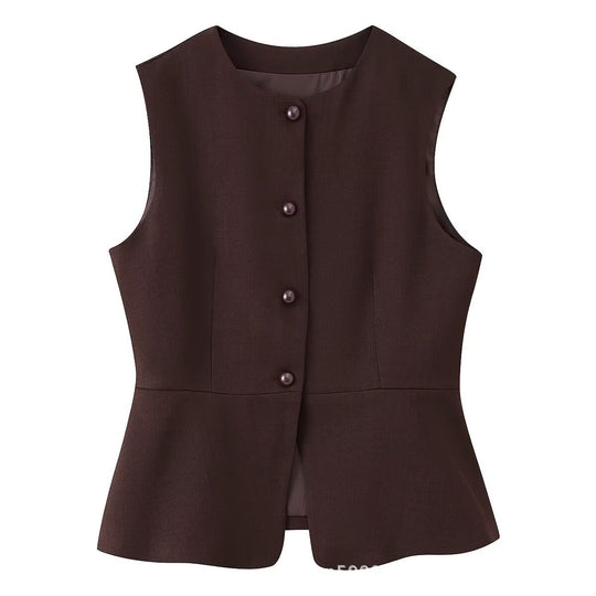 Damen ärmellose Blazer-Jacke EB