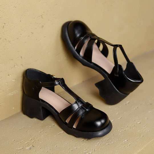 Damen Elegante und komfortable T-Strap Pumps EB