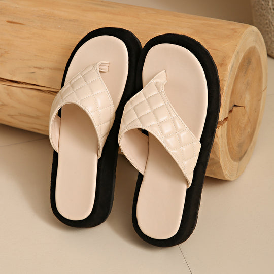 Damen Komfortable Zehentrenner-Sandalen mit geflochtenem Riemen und bequemer Sohle EB