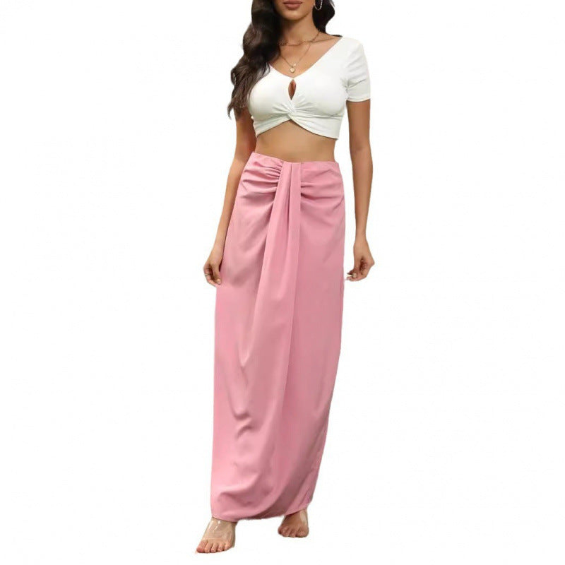 Damen Maxirock mit Raffungen und eleganter Schleife EB
