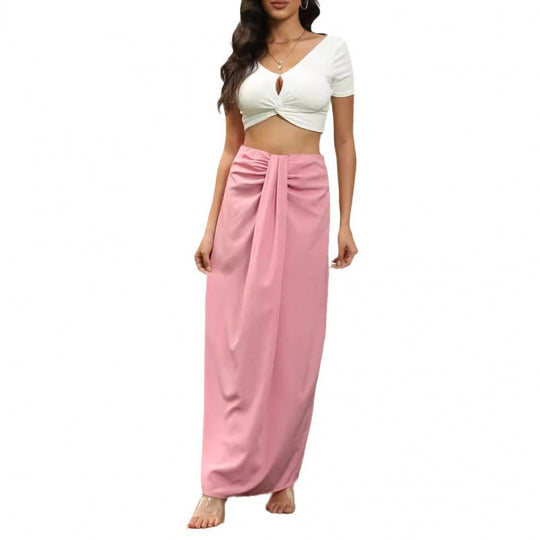 Damen Maxirock mit Raffungen und eleganter Schleife EB