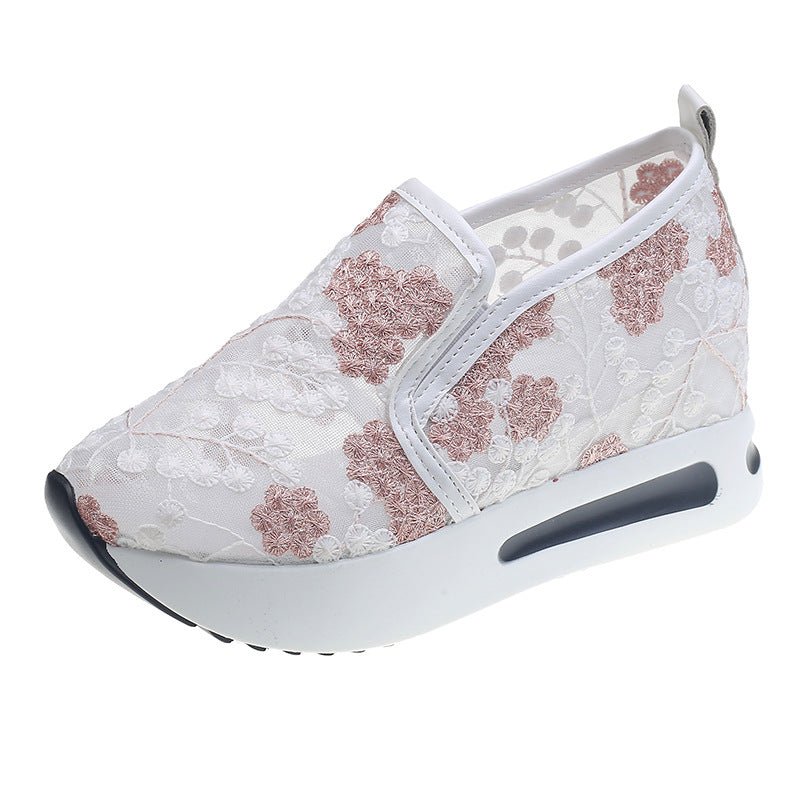 Damen Komfortable Sneaker mit floralem Stickmuster und rutschfester Sohle EB