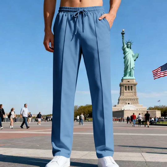 Herren nan elegante Sweathose mit Bügelfalte geradem Bein und Tunnelzug EB