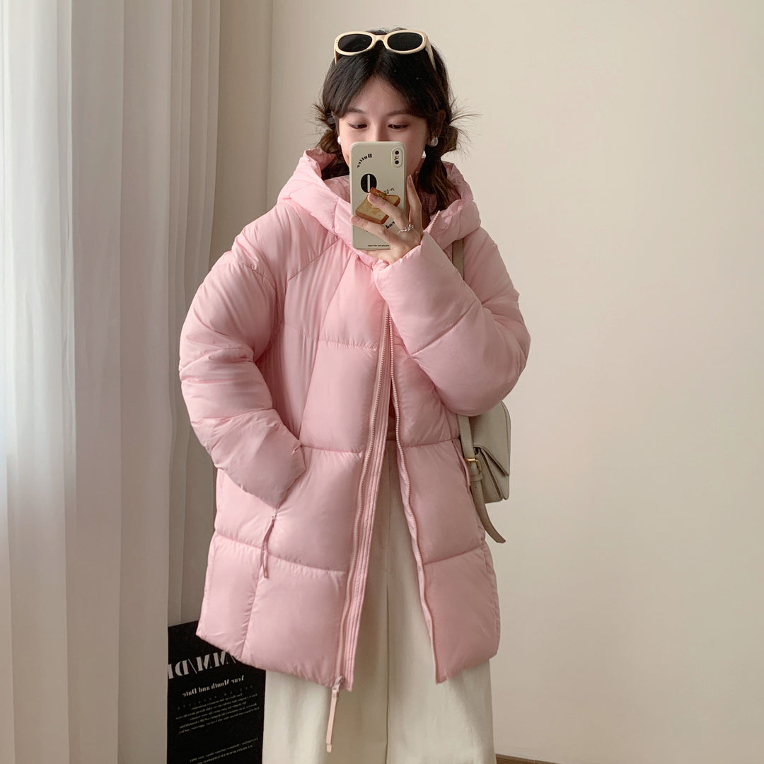 Damen Übergroße Pufferjacke mit Kapuze und praktischen Eingrifftaschen EB