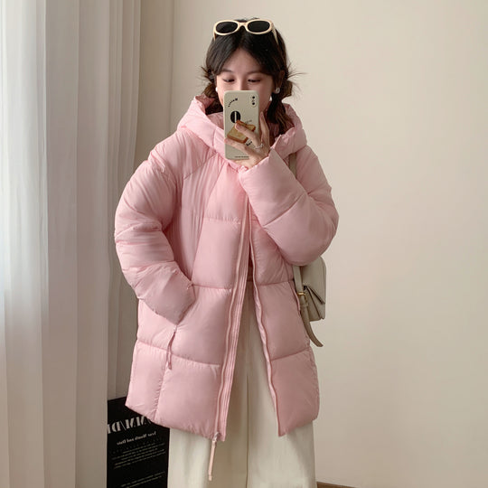 Damen Übergroße Pufferjacke mit Kapuze und praktischen Eingrifftaschen EB