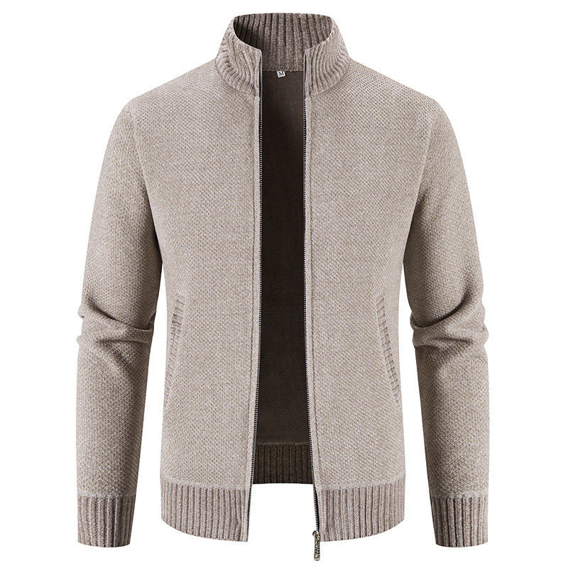 Herren modische Strickjacke mit hochgeschlossenem Kragen und Reißverschluss EB