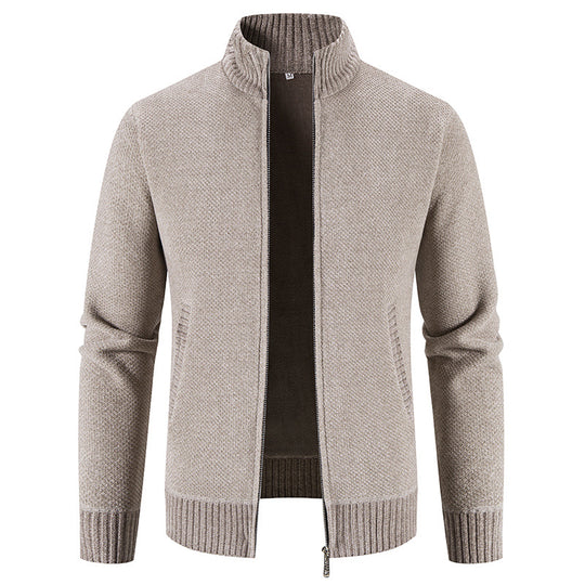 Herren modische Strickjacke mit hochgeschlossenem Kragen und Reißverschluss EB