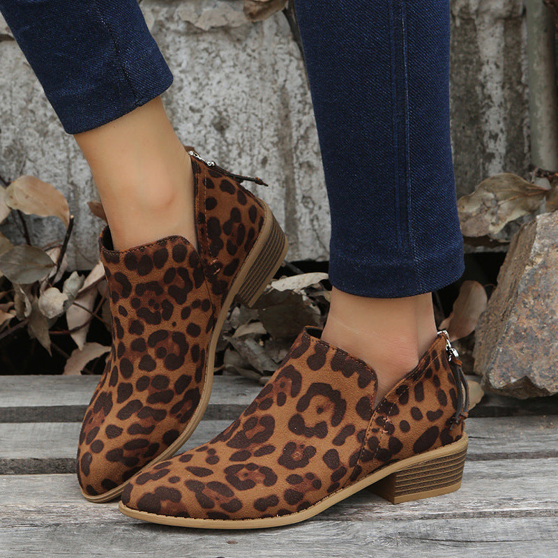 Damen modische Stiefeletten mit elegantem Reißverschluss und bequemer Sohle EB