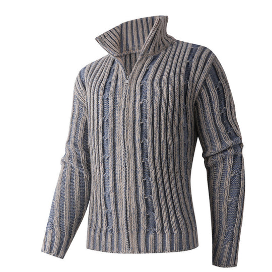 Herren modische Strickjacke mit hochabschließendem Reißverschluss und einzigartigem Muster EB