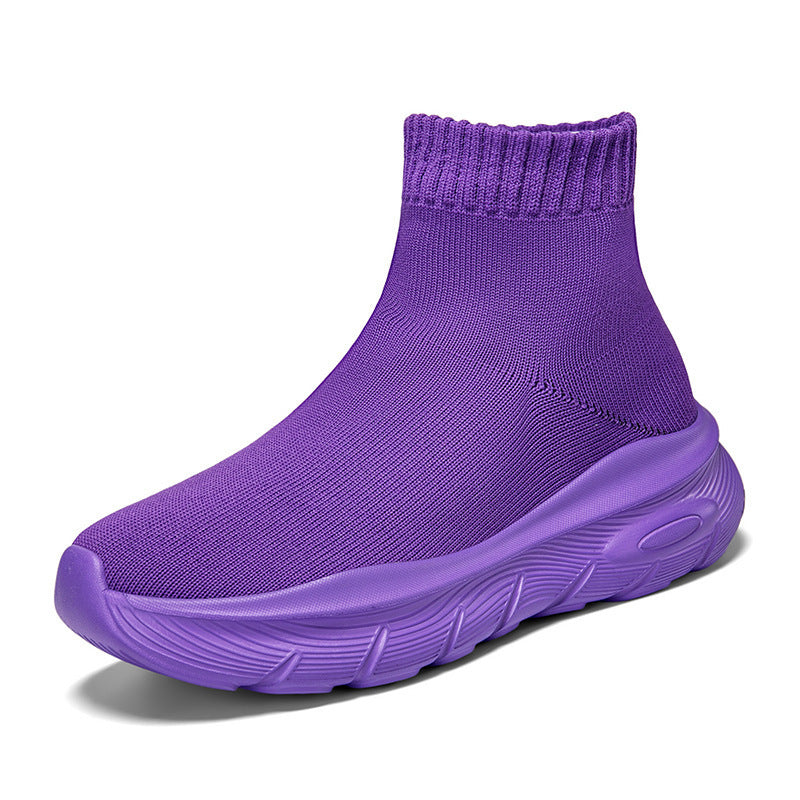 Damen Bequeme High-Top Sneakers mit elastischem Strick-Obermaterial EB
