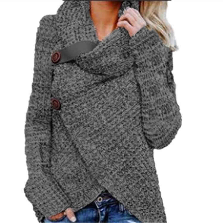 Damen Strickjacke mit asymmetrischem Verschluss und komfortablem Kragen EB