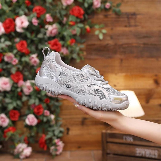 Damen Sportliche Freizeit-Sneaker mit atmungsaktivem Mesh-Obermaterial und rutschfester Sohle EB