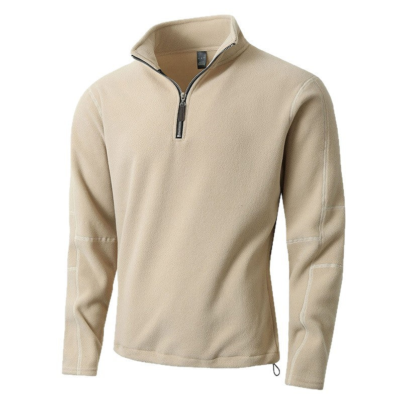 Herren Fleece-Pullover mit halblangem Reißverschluss und Stehkragen EB