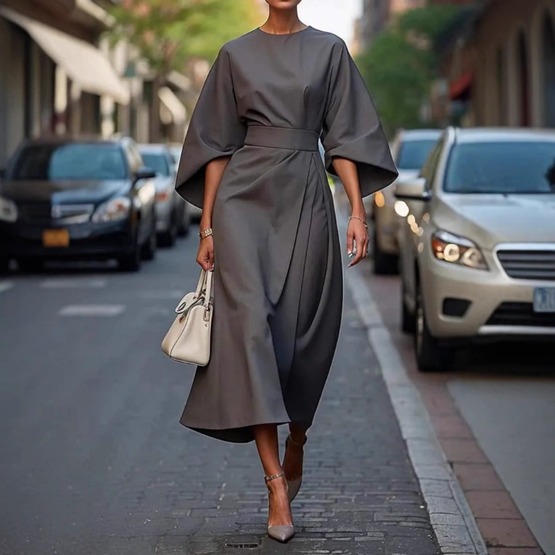 Damen Elegantes Midi-Kleid mit voluminösen Ärmeln EB