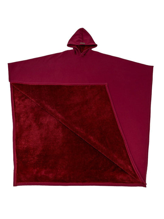 Damen kuscheliger Kapuzenponcho aus weichem Mikrofleece EB