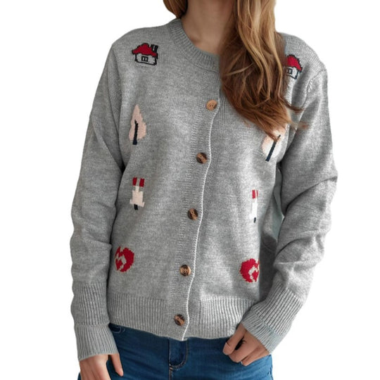 Damen Strickjacke mit kunstvollem Motiv EB