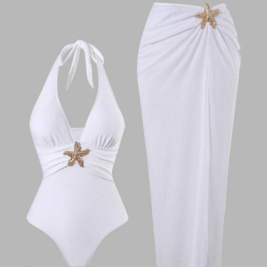 Damen Eleganter Badeanzug mit vielseitigem Wickelrock EB