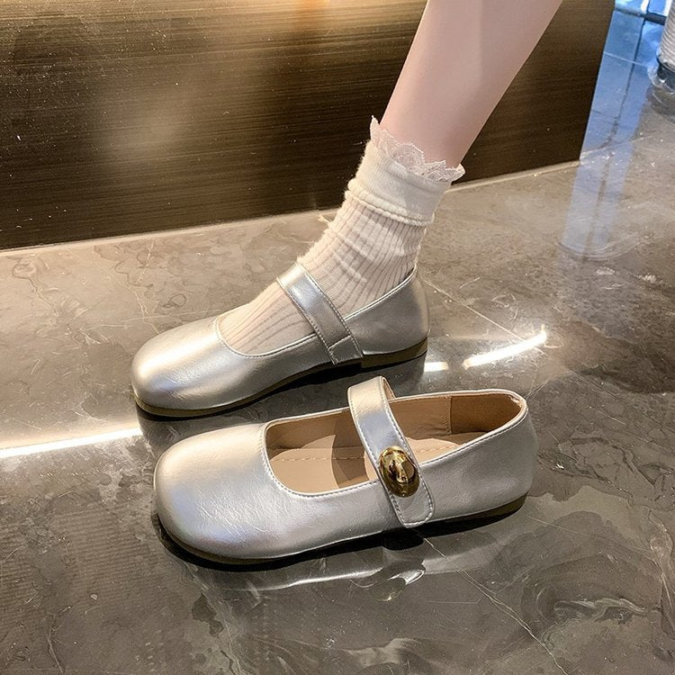 Damen elegante Ballerinas mit dekorativem Schnallenverschluss EB