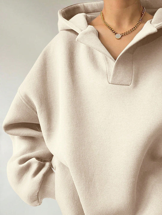Damen Oversized Kapuzenpullover mit einzigartigem Kragen EB