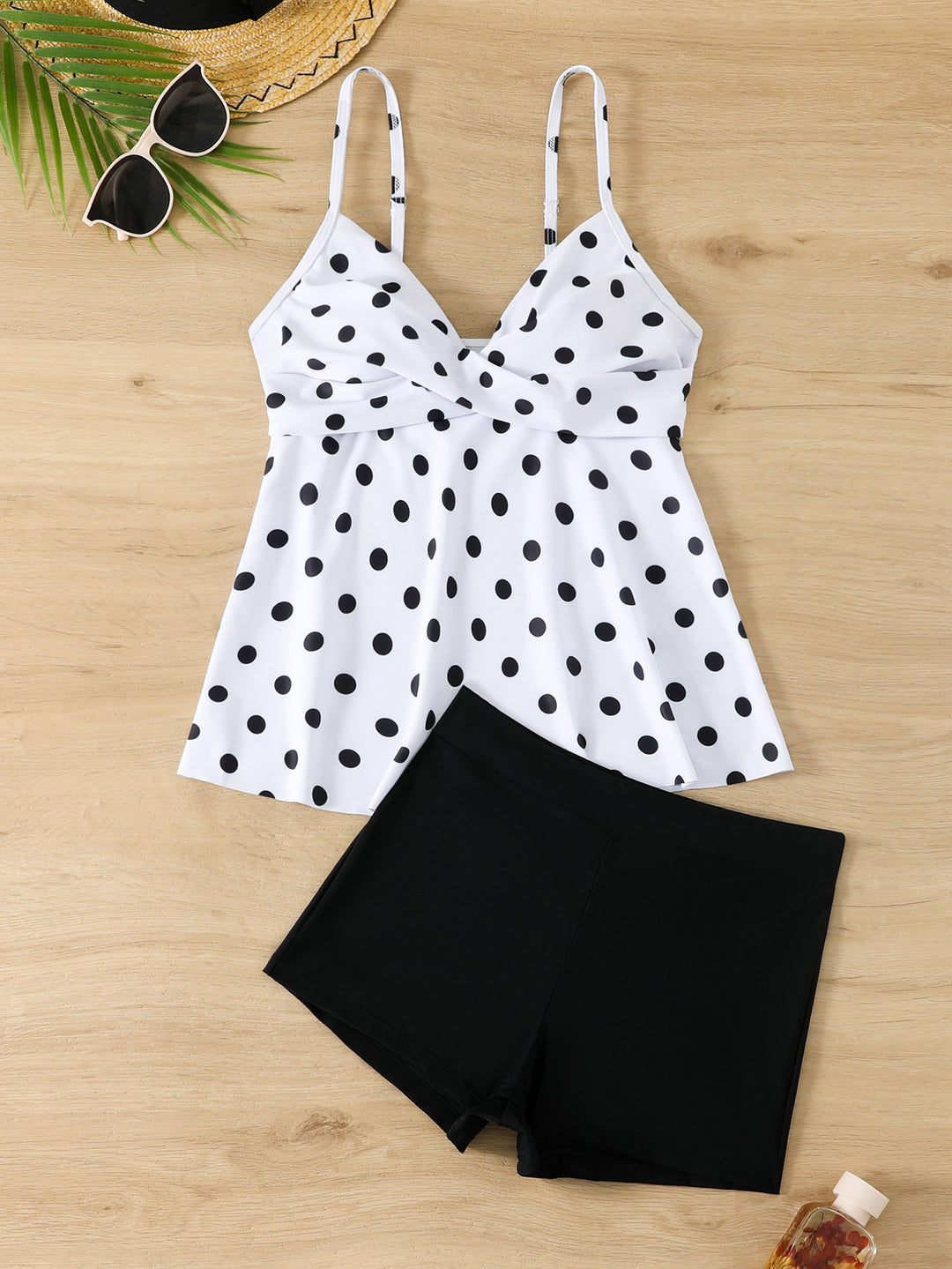 Damen Tankini-Set mit Polka-Dot-Muster und komfortablen Shorts EB