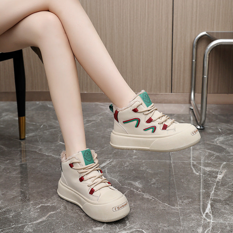 Damen hohe Sneaker mit flauschigem Innenfutter und modischem Design EB