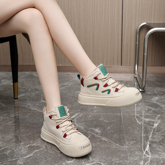 Damen hohe Sneaker mit flauschigem Innenfutter und modischem Design EB