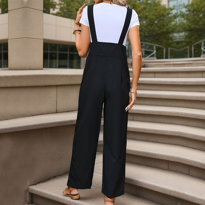 Damen Lässiger Jumpsuit mit praktischen Taschen und Knopfdetails EB
