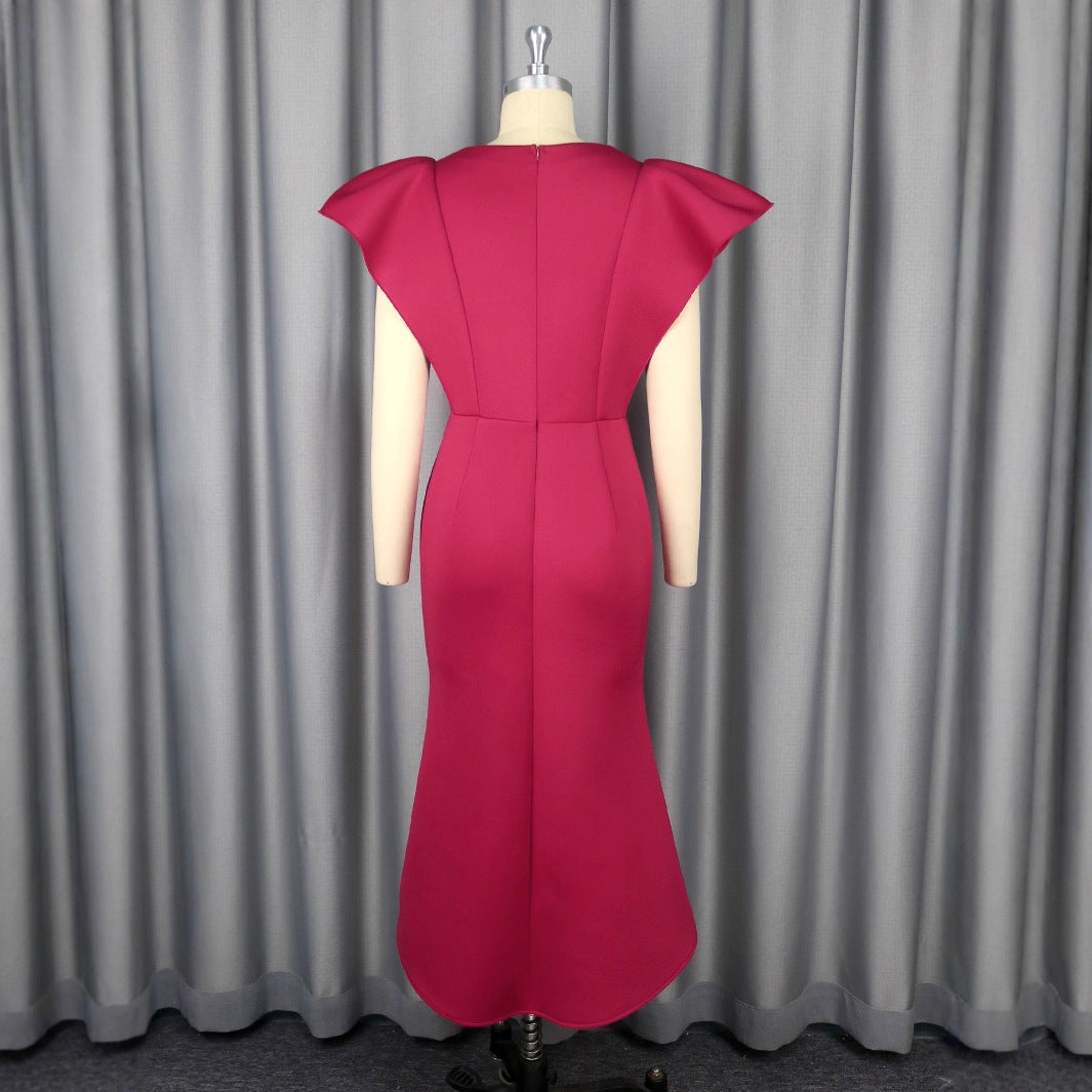 Damen figurbetontes Abendkleid mit voluminösen Rüschendetails EB