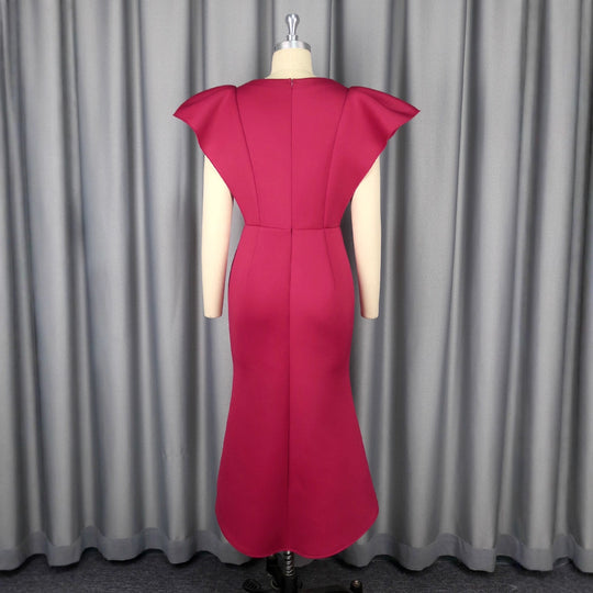 Damen figurbetontes Abendkleid mit voluminösen Rüschendetails EB