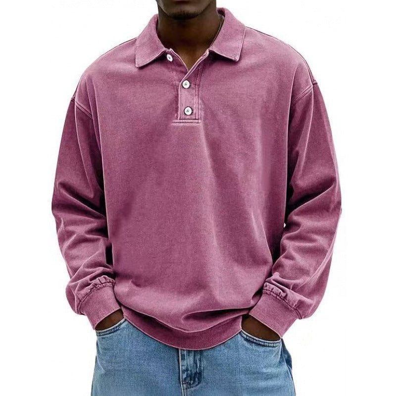 Herren Oversize Langarm Polo aus Baumwollmix EB