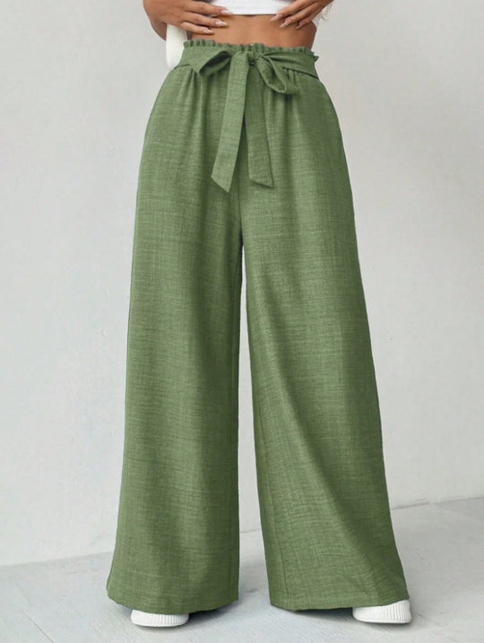 Damen Weit geschnittene Hosen mit verstellbarem Bund EB