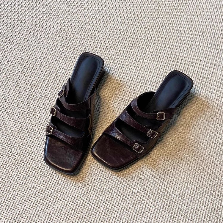 Damen modische Pantoletten mit verstellbaren Riemen und stilvollem Design EB