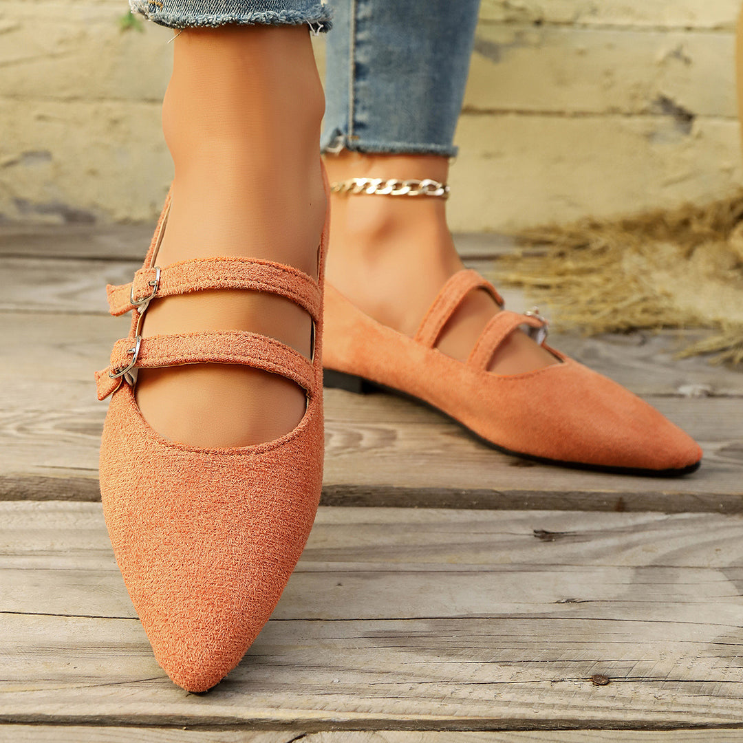 Damen Ballerinas mit modischen Riemen und punktueller Fußbettgestaltung EB