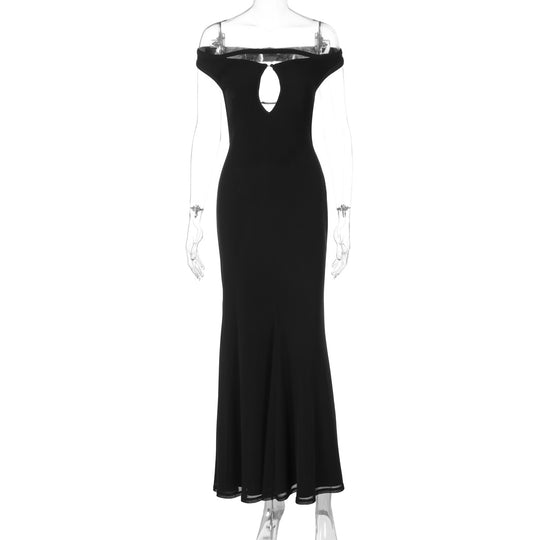 Damen Elegantes Wickelkleid mit Off-Shoulder Design und geschlitztem Rücken EB