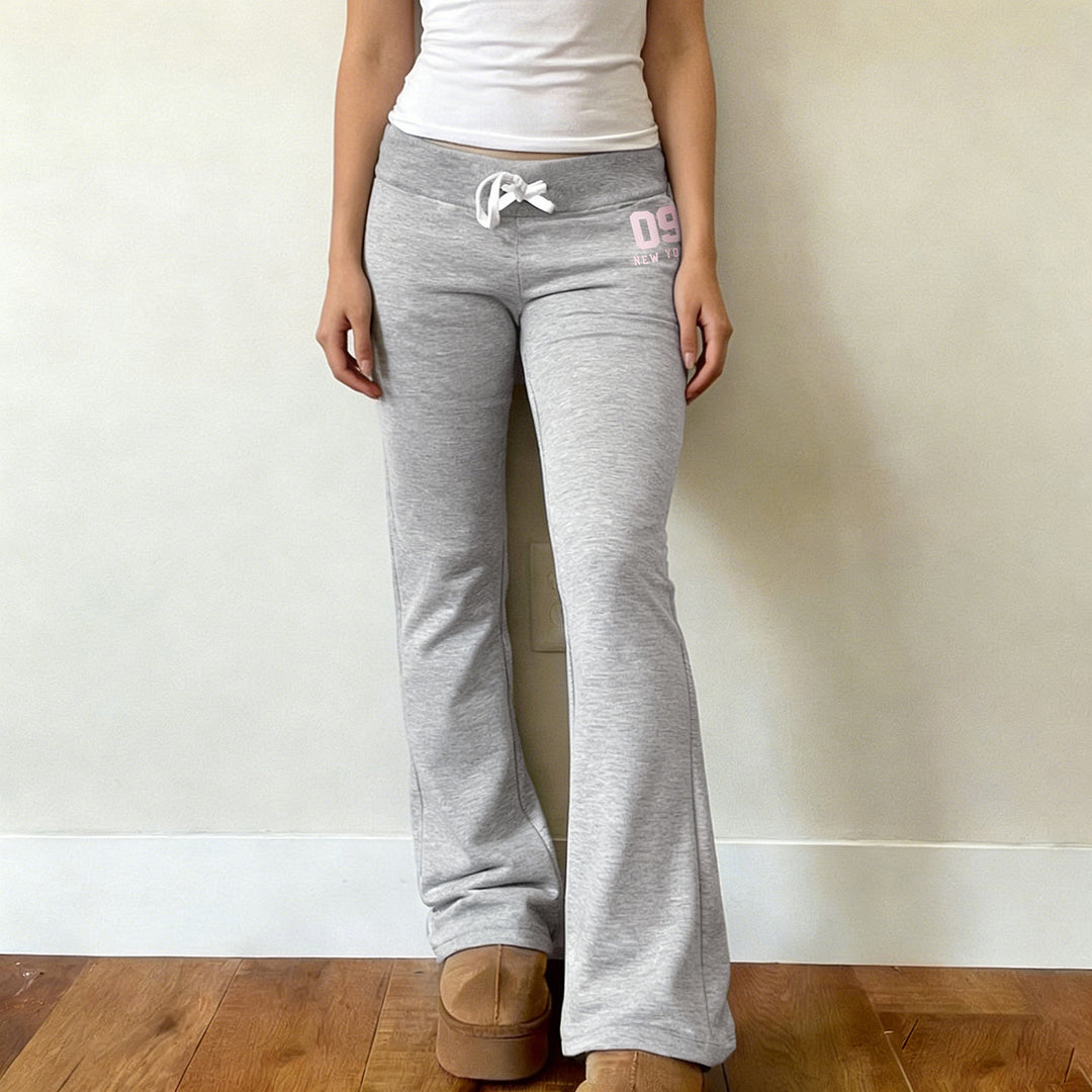 Damen nan ausgestellte Highwaist Loungehose mit elastischem Komfortbund, Bindekordel und weitem Schlag EB