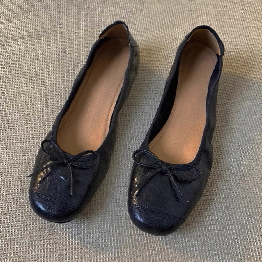 Damen Ballerinas mit verspieltem Schleifendetail und weichem Leder EB