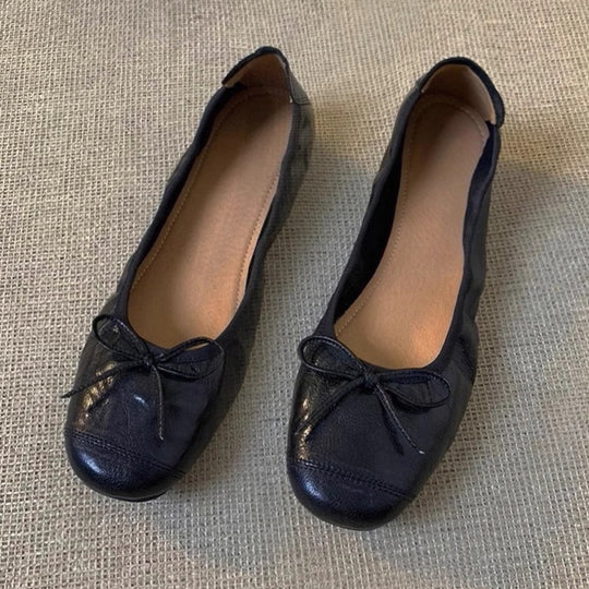 Damen Ballerinas mit verspieltem Schleifendetail und weichem Leder EB