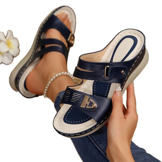 Damen Wedge-Sandalen mit verstellbarem Riemen und modischem Schnitt EB