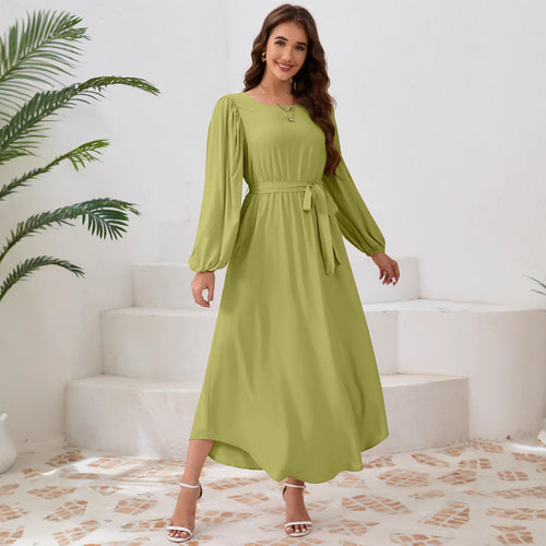 Damen Elegantes Maxikleid mit weitem Schnitt und Ballonärmeln EB