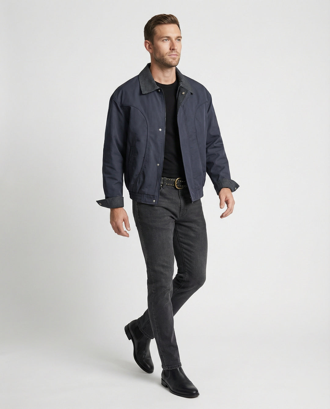 Herren wattierte Oversize-Bomberjacke mit verdecktem Reißverschluss und elastischem Saum EB
