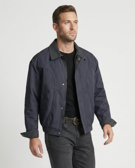 Herren wattierte Oversize-Bomberjacke mit verdecktem Reißverschluss und elastischem Saum EB
