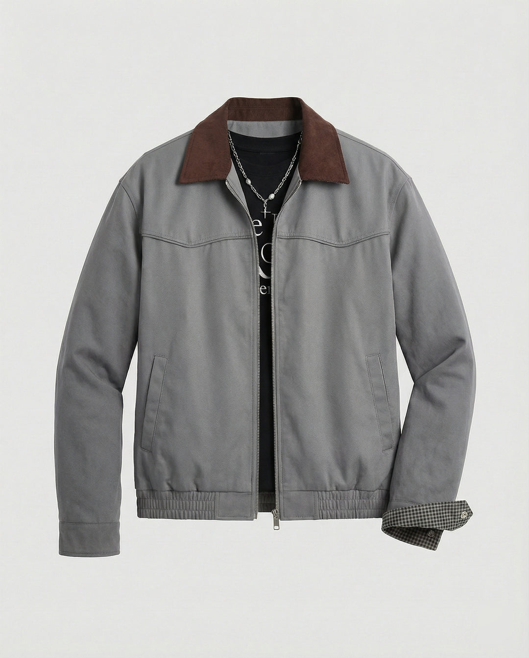 Herren wattierte Oversize-Bomberjacke mit verdecktem Reißverschluss und elastischem Saum EB