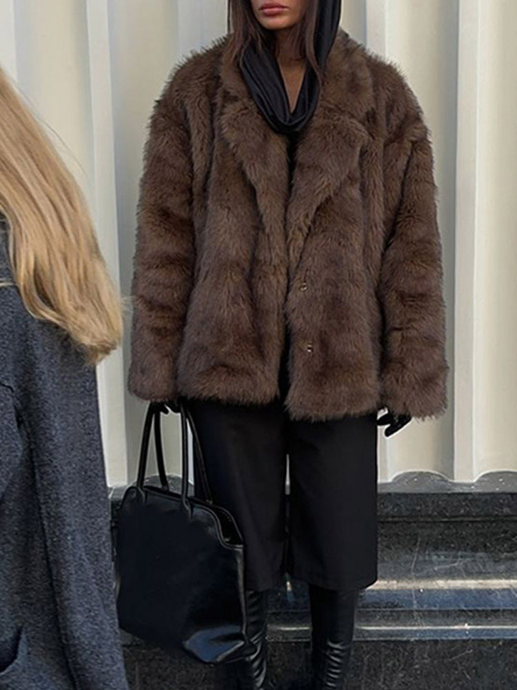Damen Kunstfelljacke im oversized Design mit lässigem Schnitt EB
