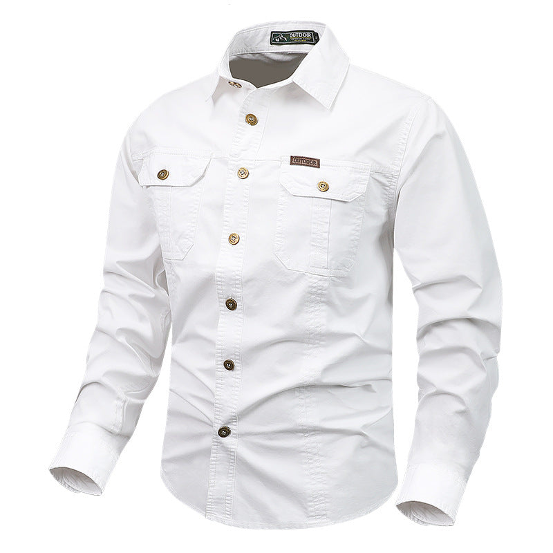 Herren nan lässiges militärisches Hemd mit Brusttaschen und Baumwoll-Twill EB
